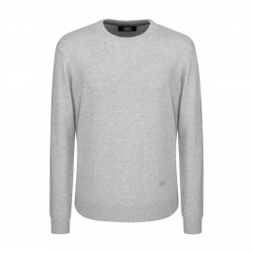 Audi Strickpullover Pullover Pulli Rundhals Audi Ringe Herren hellgrau