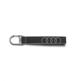 Audi Schlüsselanhänger Audi Ringe Schlaufe Karabinerhaken grau 