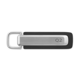 Audi Schlüsselanhänger Q2 Metall Valcona-Leder silber schwarz
