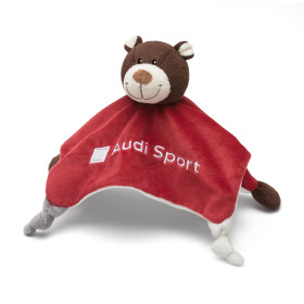 Audi Sport Schmusetuch Motorsportbär Schnuffeltuch Kinder rot braun