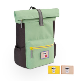 Audi Kinder Rucksack ADUI Kinderrucksack grün/grau mit Wechsel Badges 