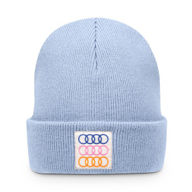 Audi Kinder Beanie Strickmütze Audi Ringe hellblau