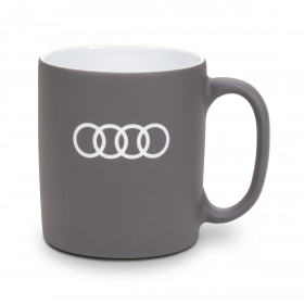 Audi Tasse Becher Kaffeetasse Kaffeebecher Ringe-Gravur grau