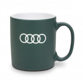 Audi Tasse Becher Kaffeetasse Kaffeebecher Ringe-Gravur grau grün