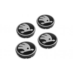 4x Original Skoda Felgendeckel Nabendeckel Nabenkappen schwarz grau