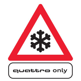 Audi Aufkleber quattro only Schriftzug Logo Emblem rot weiß selbstklebend