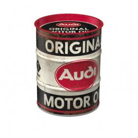Audi Spardose Sparbüchse Metall Ölfass Optik matt