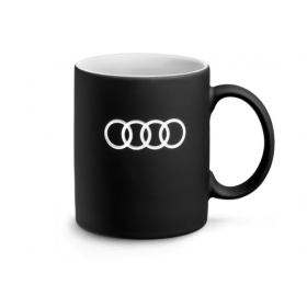 Audi Ringe Tasse Becher Kaffeetasse Kaffeebecher schwarz matt