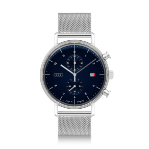 Audi Chronograph Armbanduhr Uhr silber nachtblau 