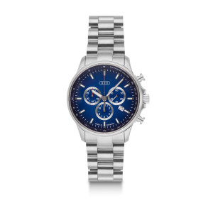 Audi Chronograph UhrArmbanduhr  Edelstahl Herren silber blau 3102500300