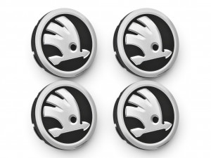 4x Original Skoda Felgendeckel Nabendeckel Nabenkappen silber schwarz 5E3071213
