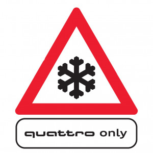 Audi Aufkleber quattro only Schriftzug Logo Emblem rot weiß selbstklebend A161972