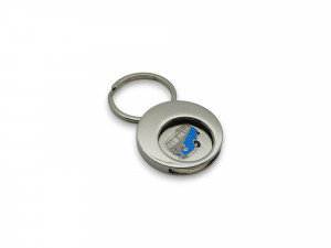 Original VW Schlüsselanhänger T1 Einkaufswagenchip silber blau 231087010B JKA