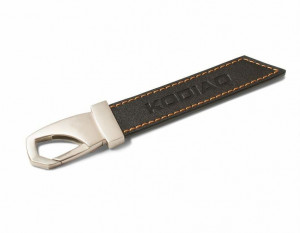 Skoda KODIAQ Leder-Schlüsselanhänger schwarz mit Karabiner