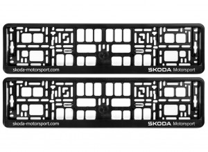 2x Original Skoda Motorsport Kennzeichenhalter Nummerschildhalter Halterung