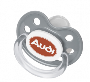 Audi Schnuller Babyschnuller Silikonschnuller Nuckel grau weiß rot Größe 2