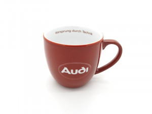 Audi Tasse Becher Kaffeebecher Kaffeetasse rot Vorspung durch Technik