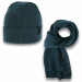 Audi Strickmütze und Schaal Winterset Ringe schwarz-petrol melierter Stoff 3032300600 + 3132300700