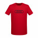 Audi Herren T-Shirt Audi Ringe Logo Rundhals Kurzarm rot 100% Baumwolle